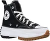 A single black Converse Run Star Hike Hi sneaker with a white platform sole and brown rubber sole. Voir les images du produit