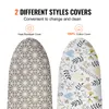 Two ironing board covers are shown side-by-side, each with a different pattern and labeled as 'Heat-Resistant Cover' and '100% Cotton Cover'. Náhľad obrázku produktu