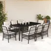 9-tlg. Garten-Essgruppe mit Kissen Schwarz Poly Rattan Produktbild-Vorschau 2