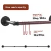 A diagram illustrating the load capacity of a clothes pole and hooks, with a separate image of the pole at the bottom. Produktbild-Vorschau