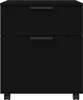 A black filing cabinet with two drawers and wheels. Náhled obrázku produktu