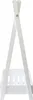 A white wooden children's coat rack with a slatted shelf at the bottom, shown from a side angle against a white background. Voir les images du produit