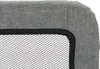 A close-up view of the corner of a gray fabric bed rail with a black mesh insert. Produktbild-Vorschau