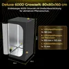 80x80x160 Deluxe 600D Black Zuchtzelt Gewächshaus Grow Box Produktbild-Vorschau 3