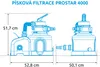 A diagram showing the dimensions of a sand filter system. Produktbild-Vorschau