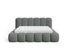 A grey upholstered bed frame with a white mattress, shown from the front against a white background. Voir les images du produit