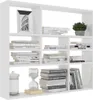 A white bookshelf filled with books, a picture frame, and a plant. Anteprima dell’immagine prodotto
