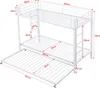 A diagram of a white metal bunk bed with dimensions indicated by measurement lines and numbers. Voir les images du produit