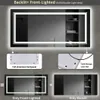 A collage of images showing different lighting options for a mirror, with close-ups of its construction. Produktbild-Vorschau