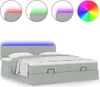 vidaXL Ottoman-Bett mit Matratzen & LEDs Hellgrau 200x200 Produktbild-Vorschau 5