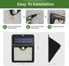 Instructions for installing a solar light, showing dimensions of the light. Voir les images du produit