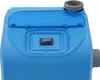 A close-up view of a blue sand filter system with a clear lid and a switch. Produktbild-Vorschau