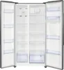 Interior view of an open side-by-side refrigerator. Produktbild-Vorschau