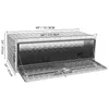 A diagram showing the dimensions of a silver truck tool box. Podgląd zdjęcia produktu