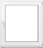 A white framed window against a white background. Produktbild-Vorschau
