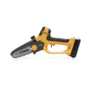 A yellow and black battery-powered chainsaw is shown against a white background. Produktbild-Vorschau