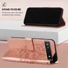 A product image showing a phone case with a stand feature and a close-up of the case's design. Produktbild-Vorschau