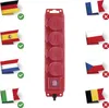 Steckdosenleiste  3 m / 4 Steckdosen / Schalter / rot / Gummi-Neopren / 1,5 m2 Voir les images du produit