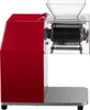 A red meat slicer machine is shown from the side against a white background. Náhled obrázku produktu