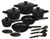 A collection of black cookware and utensils arranged on a white background. Náhled obrázku produktu