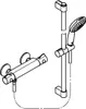 A line drawing of a shower faucet and showerhead on a slide bar. Podgląd zdjęcia produktu