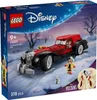 The image shows the LEGO Cruella de Vil's Car set packaging, featuring the car, Cruella de Vil minifigure, and dalmatians in a snowy setting. Voir les images du produit