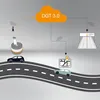 Diagram showing a connected system involving a car, a cloud service, and various display devices. Produktbild-Vorschau