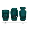 Three car seats are shown in different configurations, with size indicators below. Produktbild-Vorschau