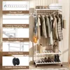 WISFOR Porte-manteau à roulettes Porte-manteau en bois avec Voir les images du produit 7
