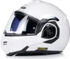 A white motorcycle helmet with a clear visor and black accents. Voir les images du produit