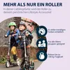 Two children riding scooters in an urban setting with graffiti in the background, accompanied by feature callouts. Produktbild-Vorschau