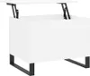 A white lift-top coffee table with black metal legs, shown from the front. Anteprima dell’immagine prodotto