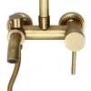 A close-up studio shot of a brass shower faucet. Podgląd zdjęcia produktu
