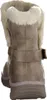 The back view of a brown winter boot with cream-colored fur lining. Voir les images du produit