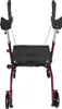 A front view of a red rollator walker with black armrests and seat, set against a white background. Anteprima dell’immagine prodotto