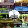 A collage of four images showing different garden settings with solar-powered water fountains. Produktbild-Vorschau