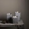 LED Kerze Flamme in Betontoptik - Zement/Echtwachs - flackernde 3D Flamme - Timer - H: 11,5cm - grau Produktbild-Vorschau