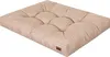 A beige, tufted rectangular dog mattress is shown from a slightly elevated side angle against a white background. Voir les images du produit