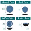 Diagrams showing dimensions of plates and bowls. Voir les images du produit