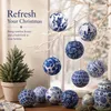 12 Chinoiserie-Kugelornamente, blau-weiß, 6,76 cm, Weihnachtsbaum Produktbild-Vorschau