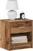 A wooden bedside table with a lamp and an alarm clock on top, and books on the shelf. Náhled obrázku produktu