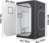 A grow tent with dimensions shown in inches and centimeters. Produktbild-Vorschau