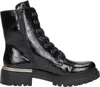 A studio shot of a black patent leather boot. Voir les images du produit