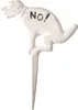 A white garden stake shaped like a dog in a squatting position with the word "NO!" on its back. Produktbild-Vorschau