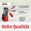 A submersible pump with feature callouts against a blurred background of water lilies. Produktbild-Vorschau