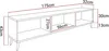 A diagram showing the dimensions of a TV stand. Produktbild-Vorschau