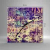 Wanduhr - Quadrat - Glasuhr - Graffiti modern - 40x40cm - Produktbild-Vorschau 3