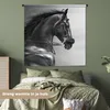 MuchoWow® Wandteppich Wandbehang Pferde - Schwarz - Porträt Produktbild-Vorschau 4