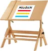 MEEDEN Drewniany stół kreślarski 90x60cm Regulowana Podgląd zdjęcia produktu 1