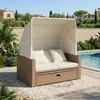 Sofa ogrodowa Flieks Leżak ogrodowy z regulowanym daszkiem Podgląd zdjęcia produktu 4